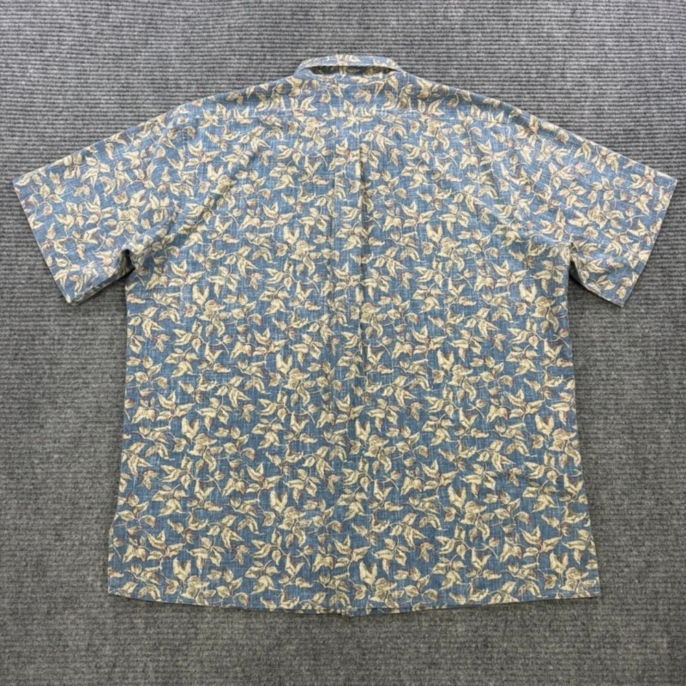 Reyn Spooner Mens XL Blue Leaf Print Hawaiian Traditionals Button Up Shirt - Picture 3 of 11
